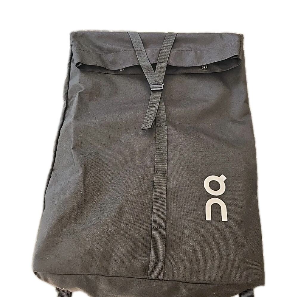 On Cloud Backpack Black Unisex Sports Bag Travel Small Packable Rolltop Design